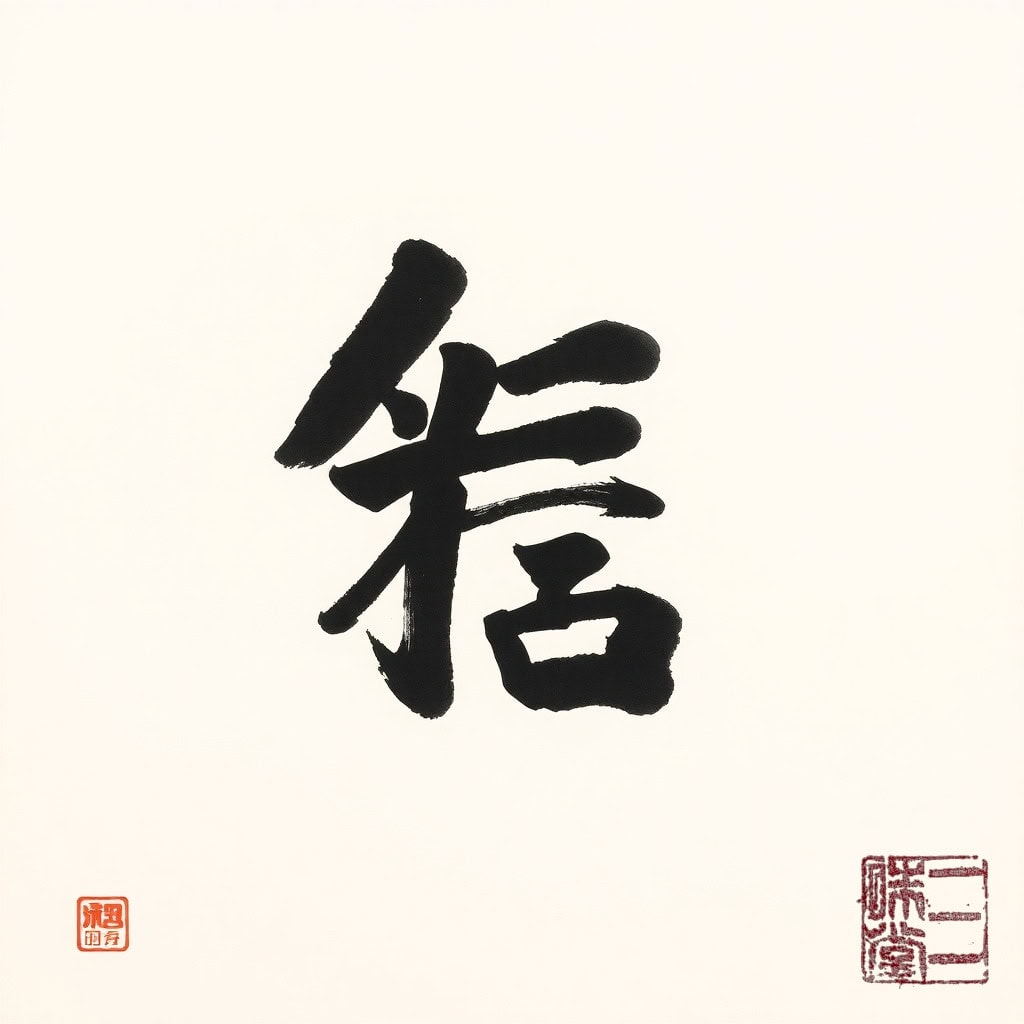 Sumi-e Kanji 謙 (Demut)