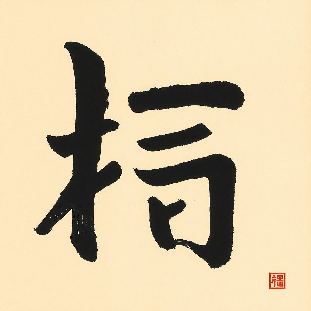 Sumi-e Kanji 捨 (Loslassen)