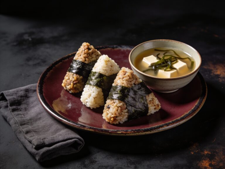 Onigiri-Platte mit Miso-Suppe